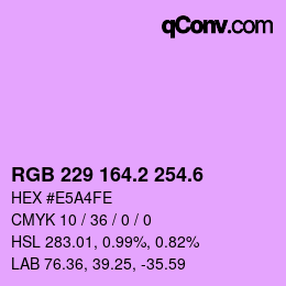 カラーコード: RGB 229 164.2 254.6 | qconv.com