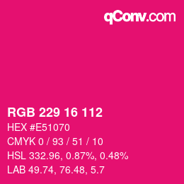 颜色代码: RGB 229 16 112 | qconv.com