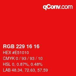 Farbcode: RGB 229 16 16 | qconv.com