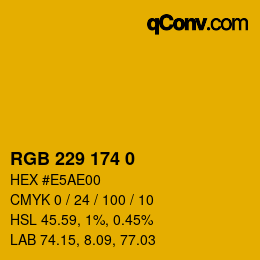 Color code: RGB 229 174 0 | qconv.com