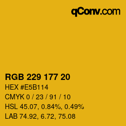 Color code: RGB 229 177 20 | qconv.com