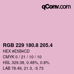 カラーコード: RGB 229 180.8 205.4 | qconv.com