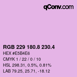 カラーコード: RGB 229 180.8 230.4 | qconv.com