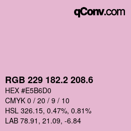 カラーコード: RGB 229 182.2 208.6 | qconv.com