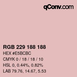 Color code: RGB 229 188 188 | qconv.com