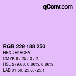 Color code: RGB 229 188 250 | qconv.com