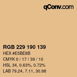 颜色代码: RGB 229 190 139 | qconv.com