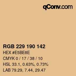 Color code: RGB 229 190 142 | qconv.com