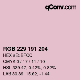 Color code: RGB 229 191 204 | qconv.com