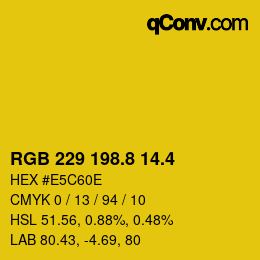 カラーコード: RGB 229 198.8 14.4 | qconv.com