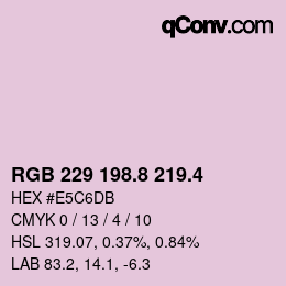 カラーコード: RGB 229 198.8 219.4 | qconv.com