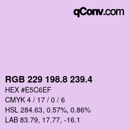 カラーコード: RGB 229 198.8 239.4 | qconv.com
