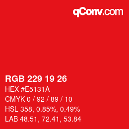 Color code: RGB 229 19 26 | qconv.com