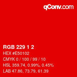 Color code: RGB 229 1 2 | qconv.com
