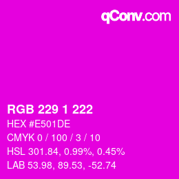 カラーコード: RGB 229 1 222 | qconv.com