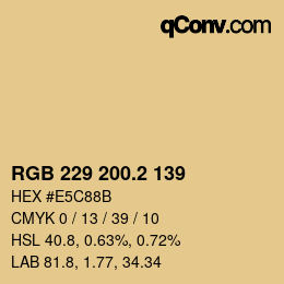 カラーコード: RGB 229 200.2 139 | qconv.com