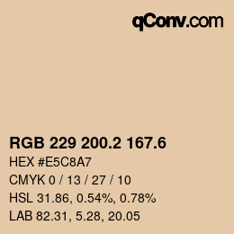 カラーコード: RGB 229 200.2 167.6 | qconv.com