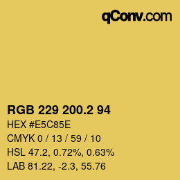 カラーコード: RGB 229 200.2 94 | qconv.com