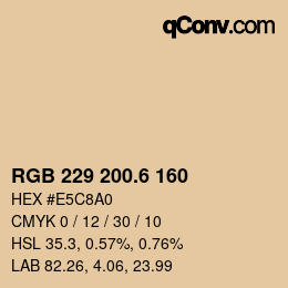 カラーコード: RGB 229 200.6 160 | qconv.com