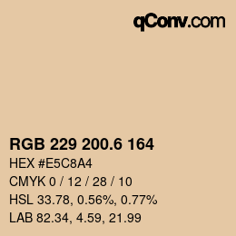 カラーコード: RGB 229 200.6 164 | qconv.com