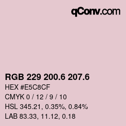 カラーコード: RGB 229 200.6 207.6 | qconv.com