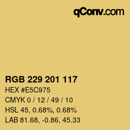 Color code: RGB 229 201 117 | qconv.com