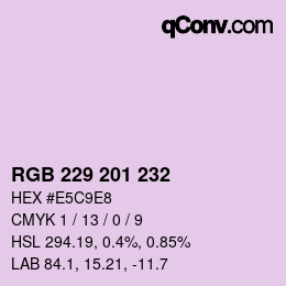 Color code: RGB 229 201 232 | qconv.com