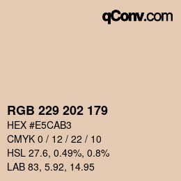 Color code: RGB 229 202 179 | qconv.com