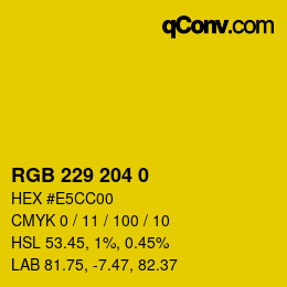 Color code: RGB 229 204 0 | qconv.com