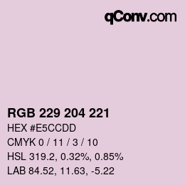 Color code: RGB 229 204 221 | qconv.com