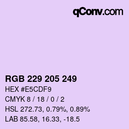 Color code: RGB 229 205 249 | qconv.com