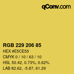 Color code: RGB 229 206 85 | qconv.com