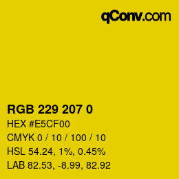Color code: RGB 229 207 0 | qconv.com