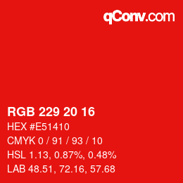 Farbcode: RGB 229 20 16 | qconv.com