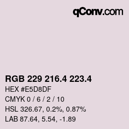 カラーコード: RGB 229 216.4 223.4 | qconv.com