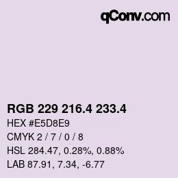 カラーコード: RGB 229 216.4 233.4 | qconv.com