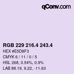 カラーコード: RGB 229 216.4 243.4 | qconv.com
