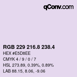 カラーコード: RGB 229 216.8 238.4 | qconv.com