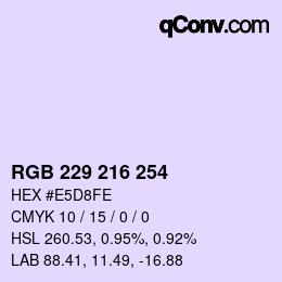 颜色代码: RGB 229 216 254 | qconv.com