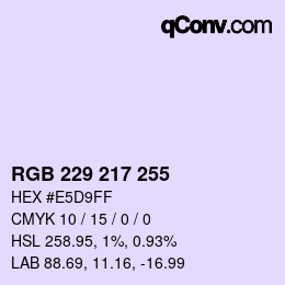 颜色代码: RGB 229 217 255 | qconv.com