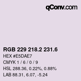 カラーコード: RGB 229 218.2 231.6 | qconv.com
