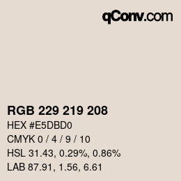 Código de color: RGB 229 219 208 | qconv.com