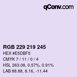 Color code: RGB 229 219 245 | qconv.com