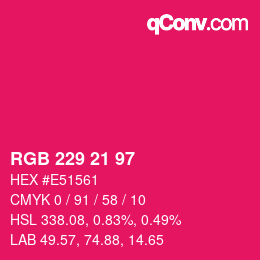 Código de color: RGB 229 21 97 | qconv.com