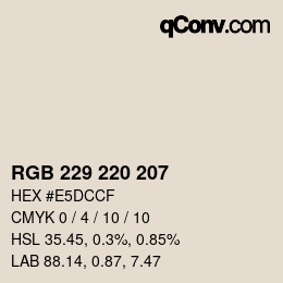 Color code: RGB 229 220 207 | qconv.com