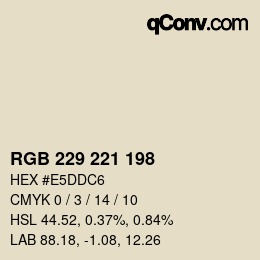 Color code: RGB 229 221 198 | qconv.com