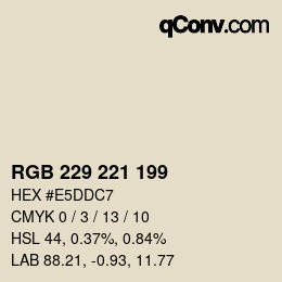 Color code: RGB 229 221 199 | qconv.com