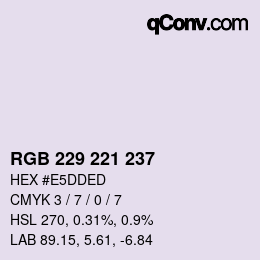 Color code: RGB 229 221 237 | qconv.com