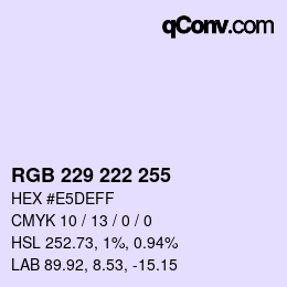 カラーコード: RGB 229 222 255 | qconv.com