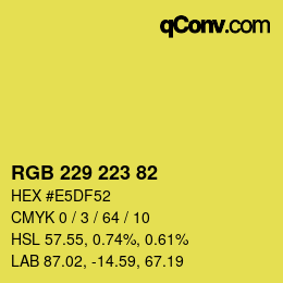 Color code: RGB 229 223 82 | qconv.com